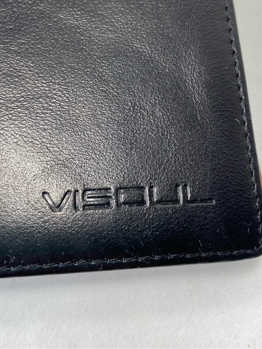 Visoul Sleek Black Red Long Bi-fold Leather Bifold Card Wallet